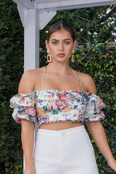Allia Pintuck Floral Top Zimmermann
