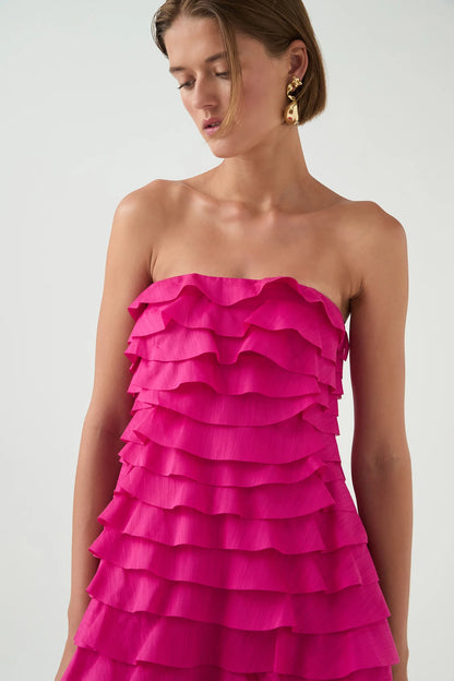 Aje / Fleur Pleated Gown / Magenta