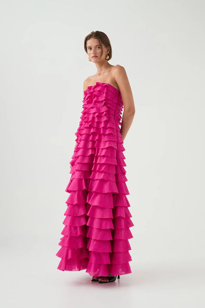 Aje / Fleur Pleated Gown / Magenta