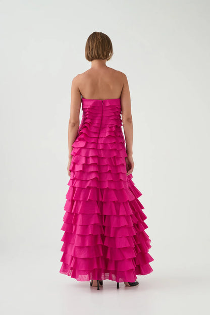 Aje / Fleur Pleated Gown / Magenta