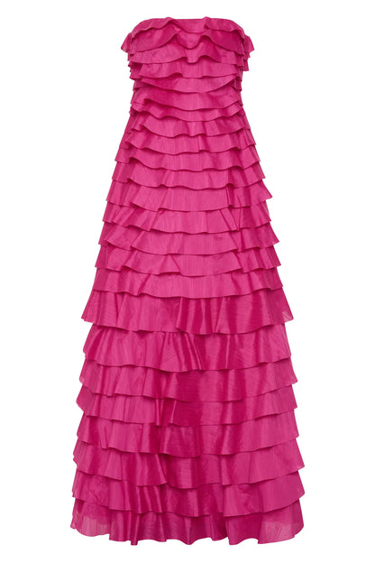 Aje / Fleur Pleated Gown / Magenta
