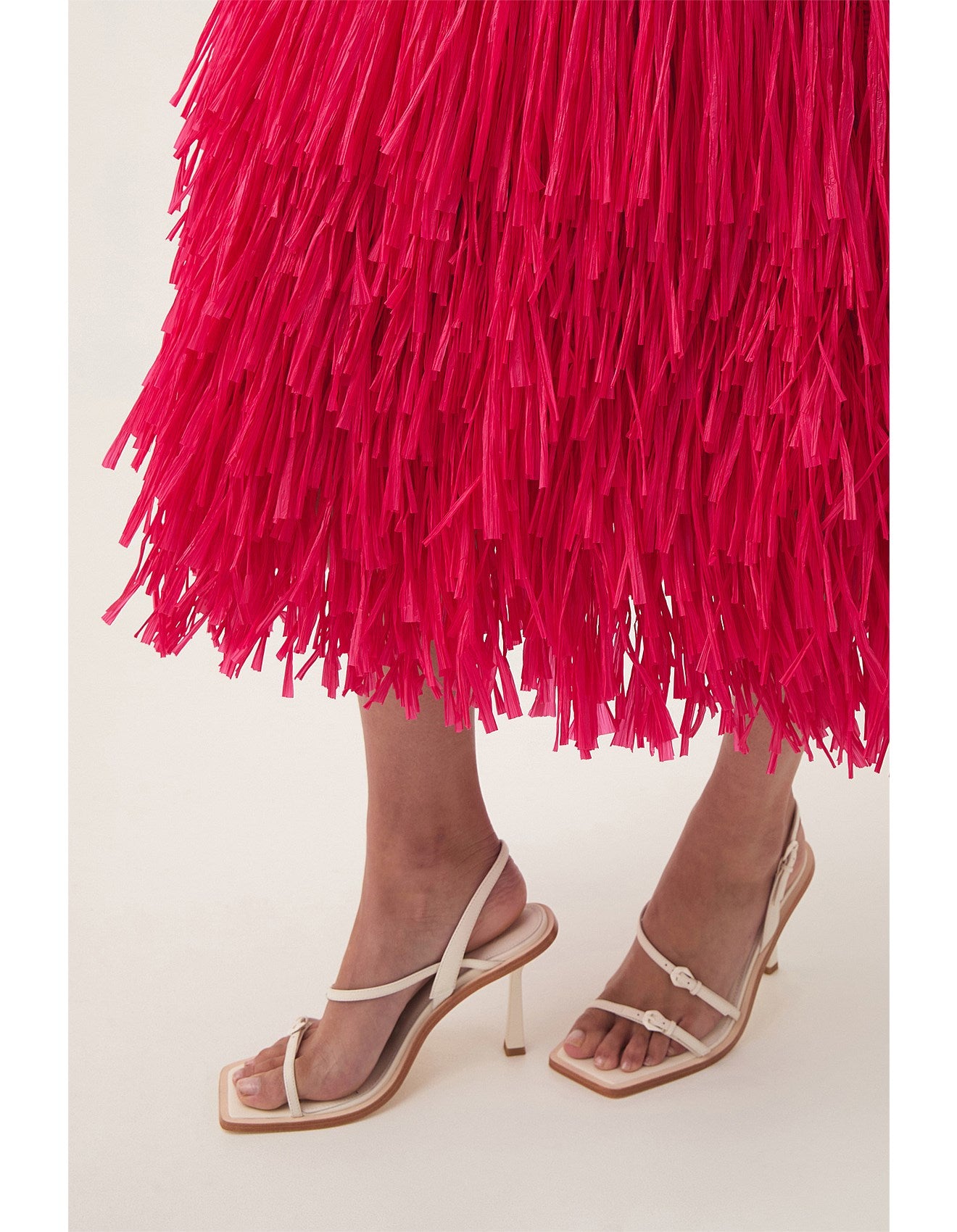 Aje / Rushes Raffia Knit Midi Dress / Deep Fuchsia