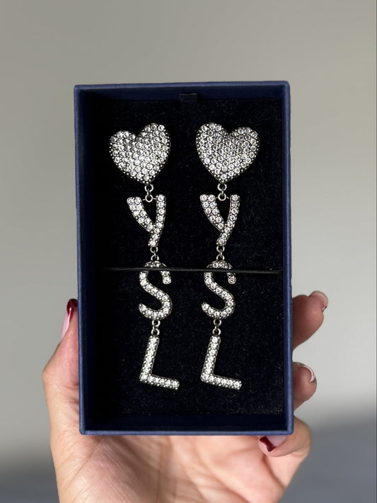 YSL / Heart and Logo earrings