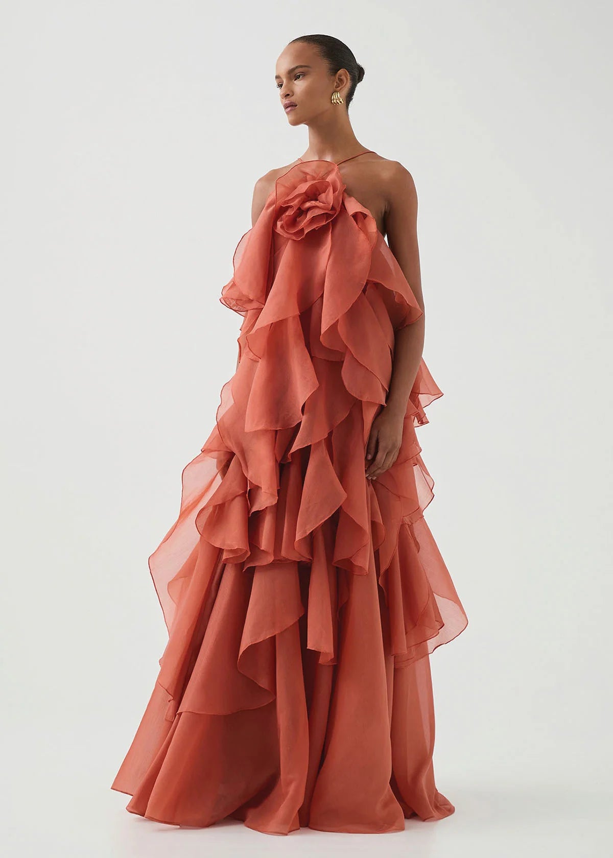 Aje / Pandorea Layered Maxi Dress / Coral Clay