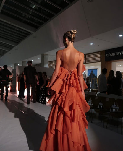 Aje / Pandorea Layered Maxi Dress / Coral Clay