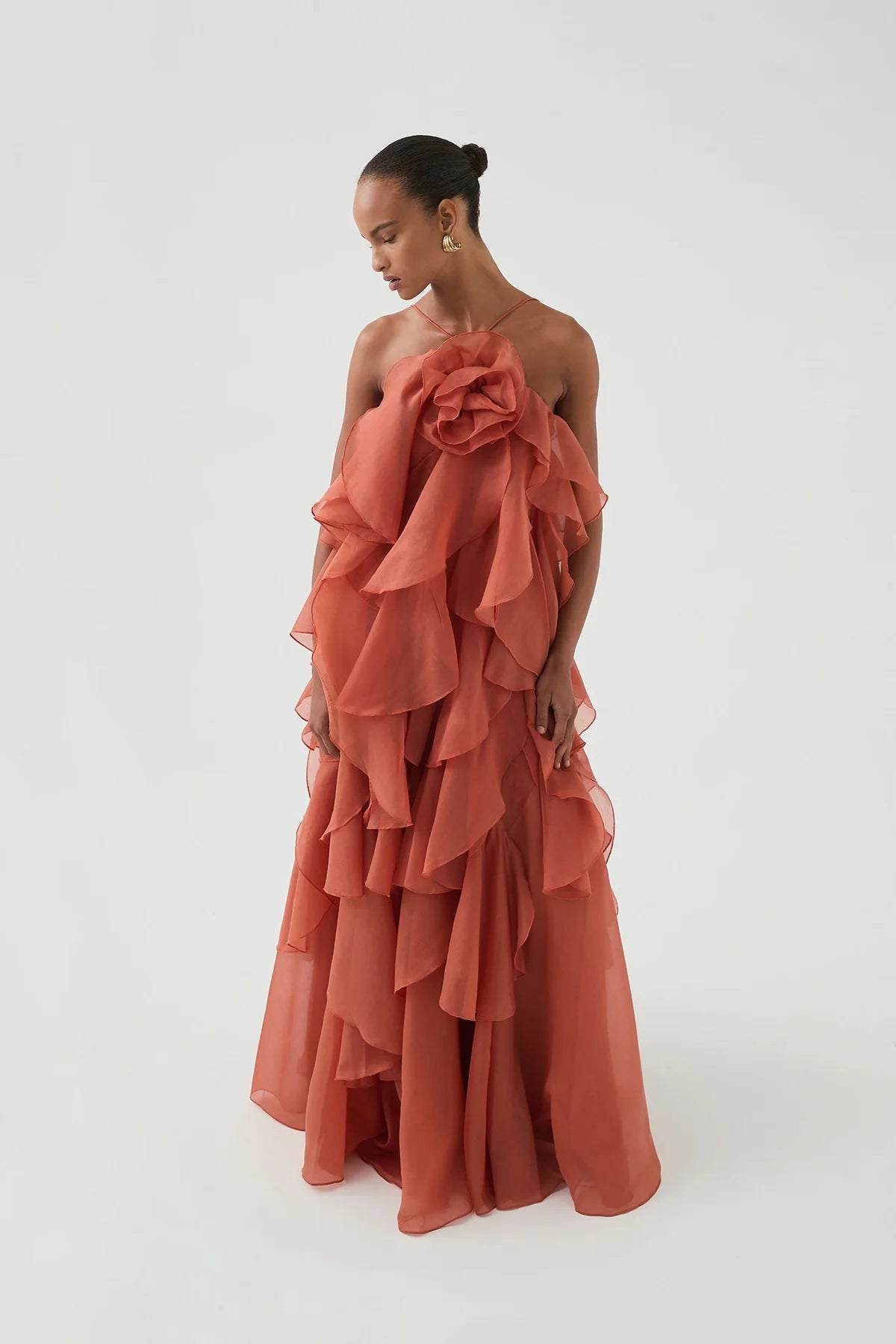 Aje / Pandorea Layered Maxi Dress / Coral Clay