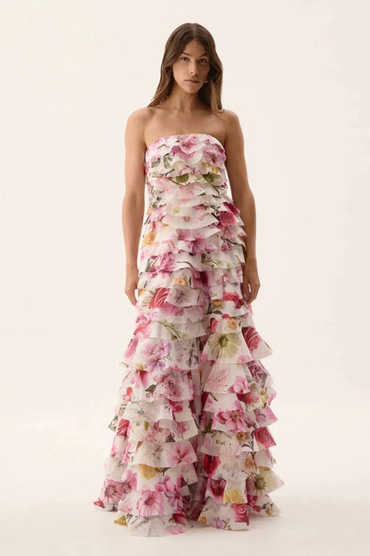 Aje / Fleur Pleated Gown / Collage Floral