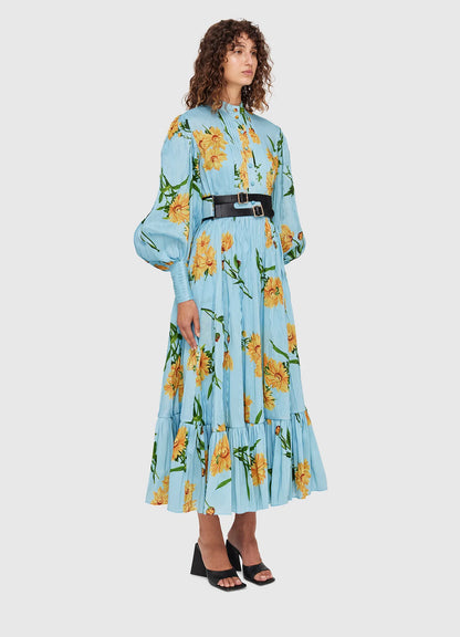 Leo Lin  / Marguerite Bleu Silk Linen Dress