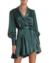 Load image into Gallery viewer, Silk Mini Wrap Dress - Clover/ Zimmermann- RRP $550
