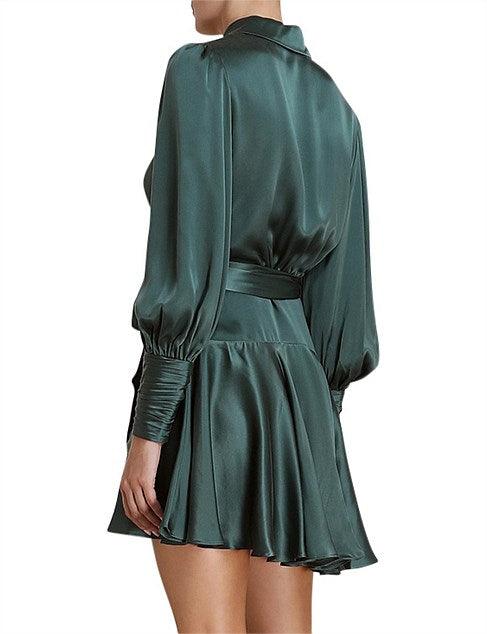 Zimmermann - Silk Mini Wrap Dress - Clover Green