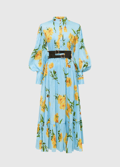 Leo Lin  / Marguerite Bleu Silk Linen Dress